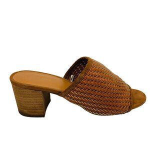 American Eagle Mule Sandals Size 9 Honey Brown Whisky Basket Weave Slip On Boho